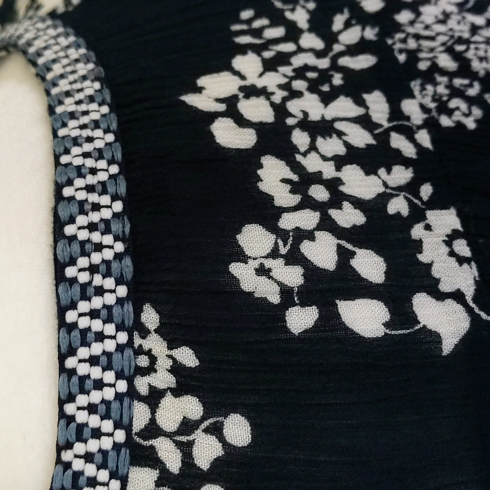 Patrons of Peace Floral Striped High Low Boho Top S White Blue - Picture 10 of 15